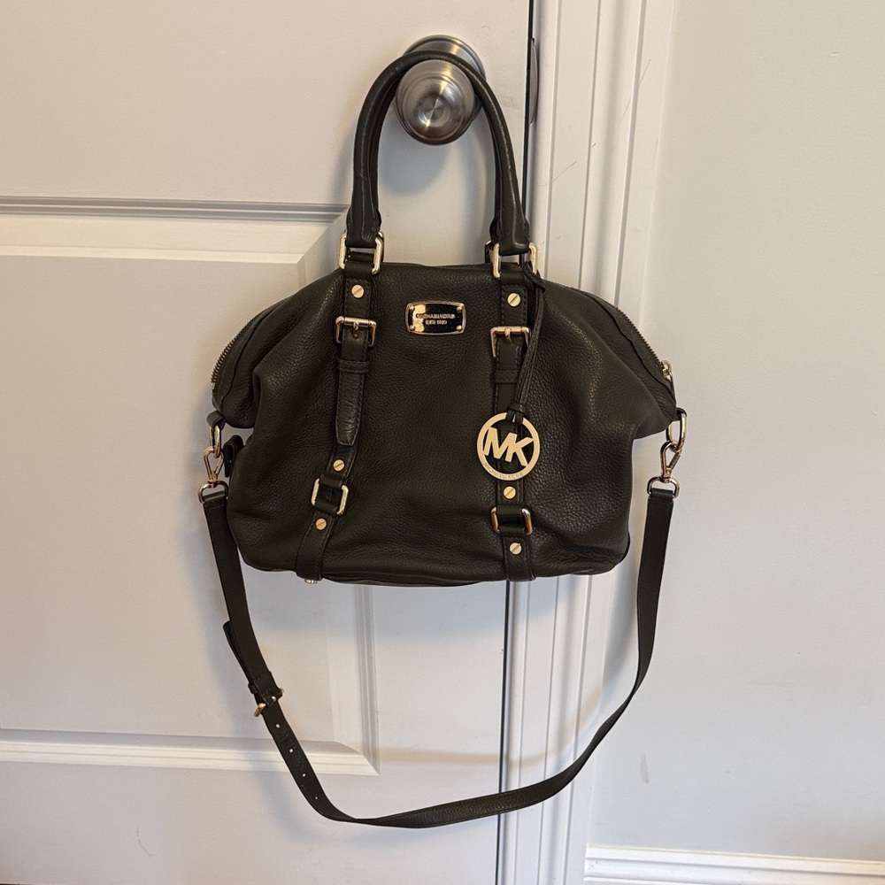 Michael Kors Black Satchel with Gold Accents